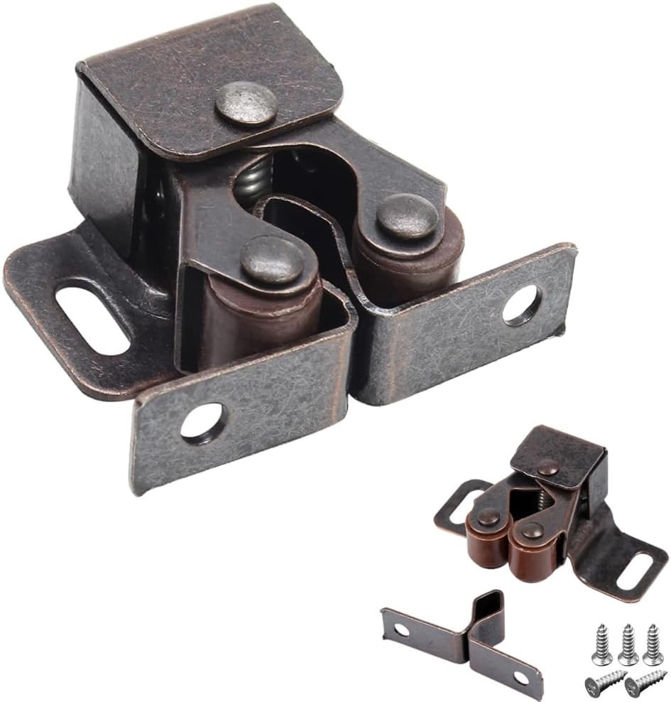 6 Pack Cabinet Latch - Double Roller Catch Hardware for Cupboard Closet Kitchen