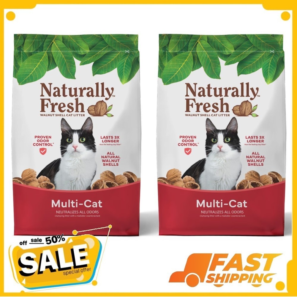 Naturally Fresh Walnut-Based Multi-Cat Quick-Clumping Cat Litter 26 lb 2 pack