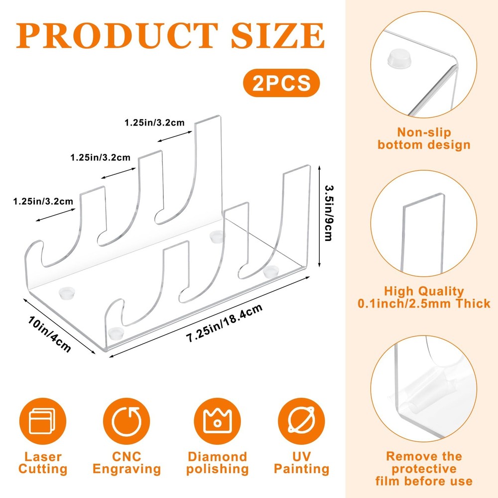 12 Pcs Acrylic China Display Stand Set Include 6 Clear Rectangular Acrylic Di...