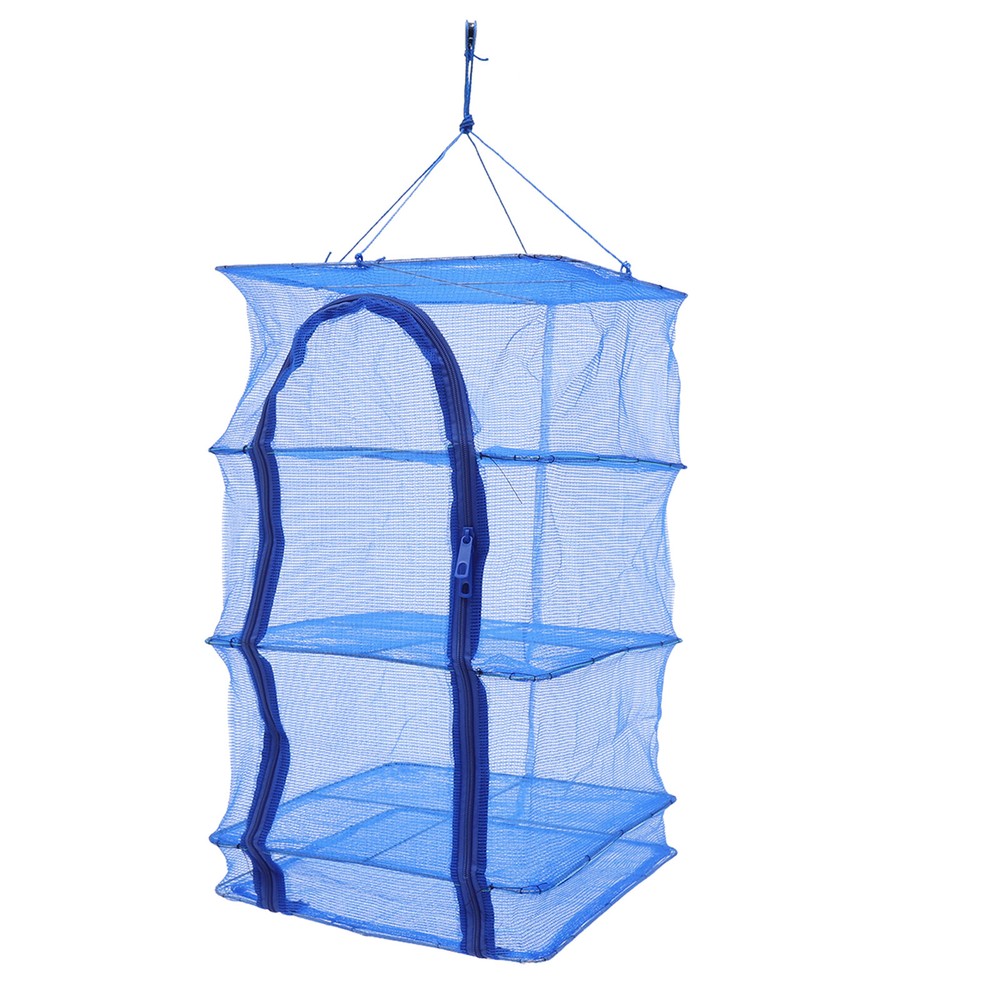 4-Layer Herb Drying Rack Hanging Herb Mesh Rack Foldable Drying Net with Zippers
