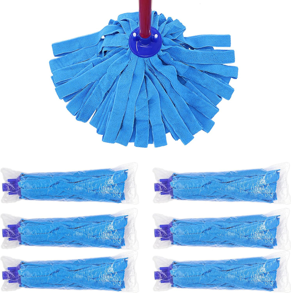 6 PCS Blue Microfiber Mop Replacement Compatible with All Standard US Threadi...