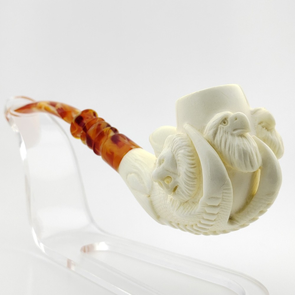 Eagle,Lion,Wolf Embossed Claw Block Meerschaum Pipe,With Case,Unique Pipe
