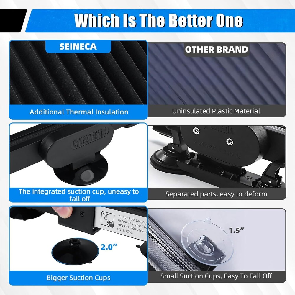 2pcs Retractable Windshield Sun Shade for Car Auto Sunshade with Suction Cups