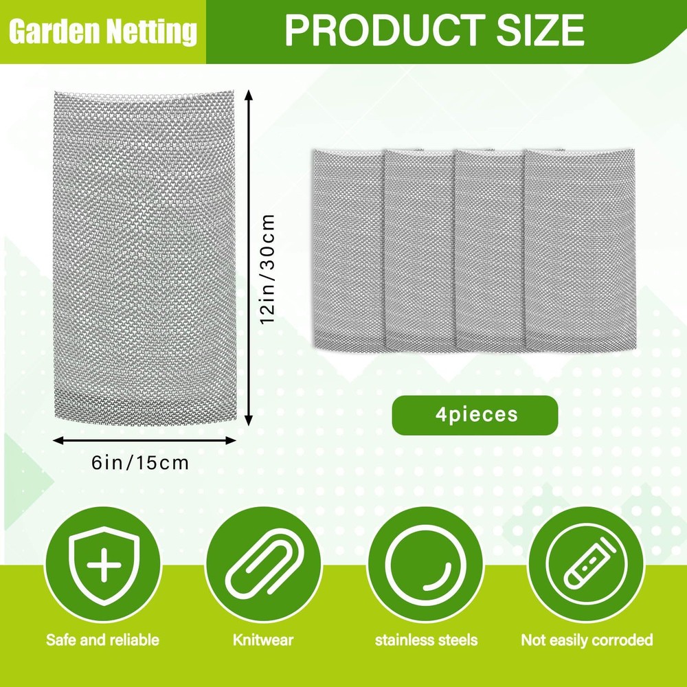 4Pcs 1 Gallon Stainless Steel Root Guard Gopher Baskets Gopher Proof Mole and...