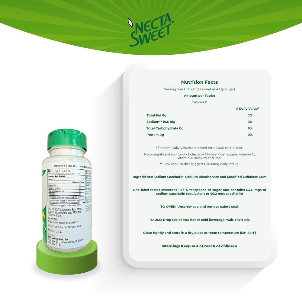 Necta Sweet 1 - Grain Saccharin Tablets - Zero-Calorie Sugar Substitutes ( 3