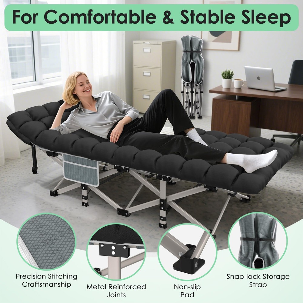 Camping Cot, Folding Camping Cot Bed for Adults Sleeping 1200D Double Layer O...