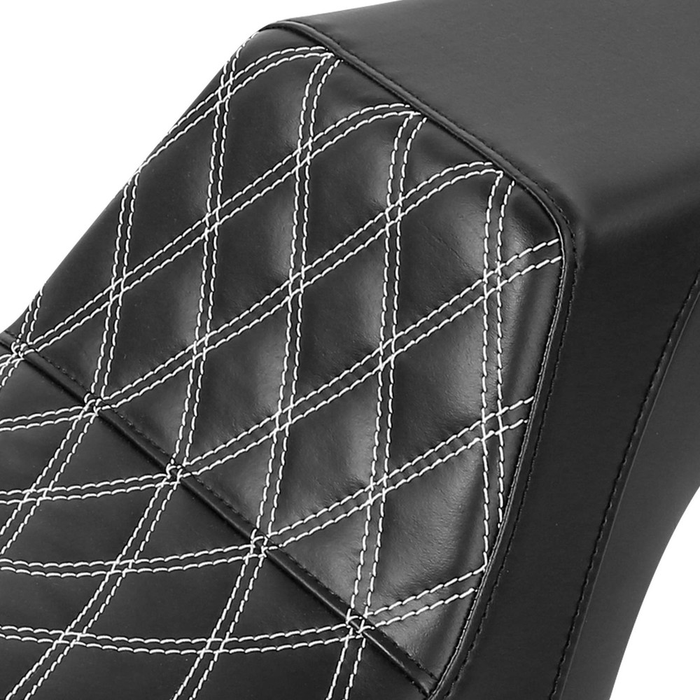 Dyna Motorcycle Seat Driver Passenger 2006-2017 White Stitching