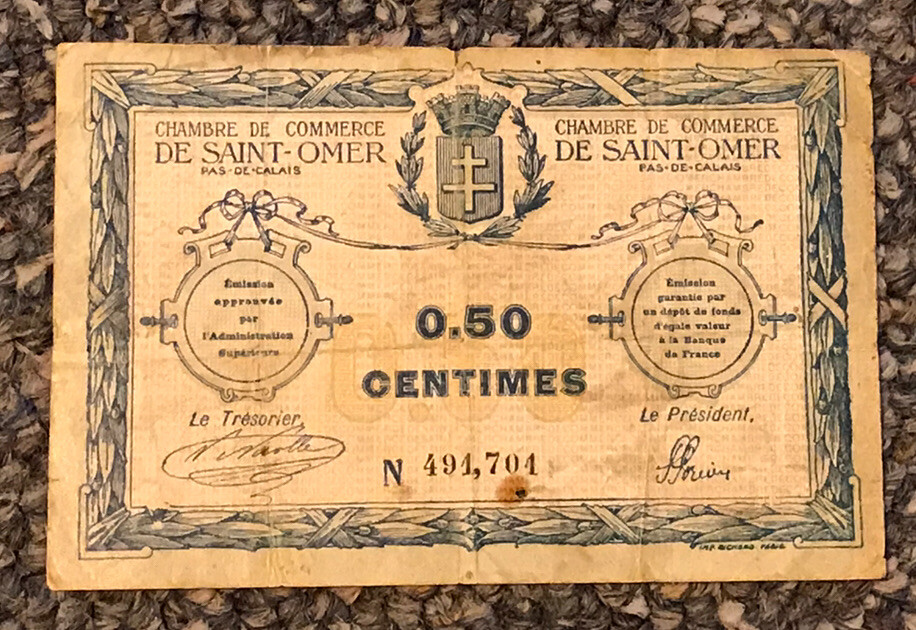 France (Notgeld) - 1915 50 Centimes Banknote