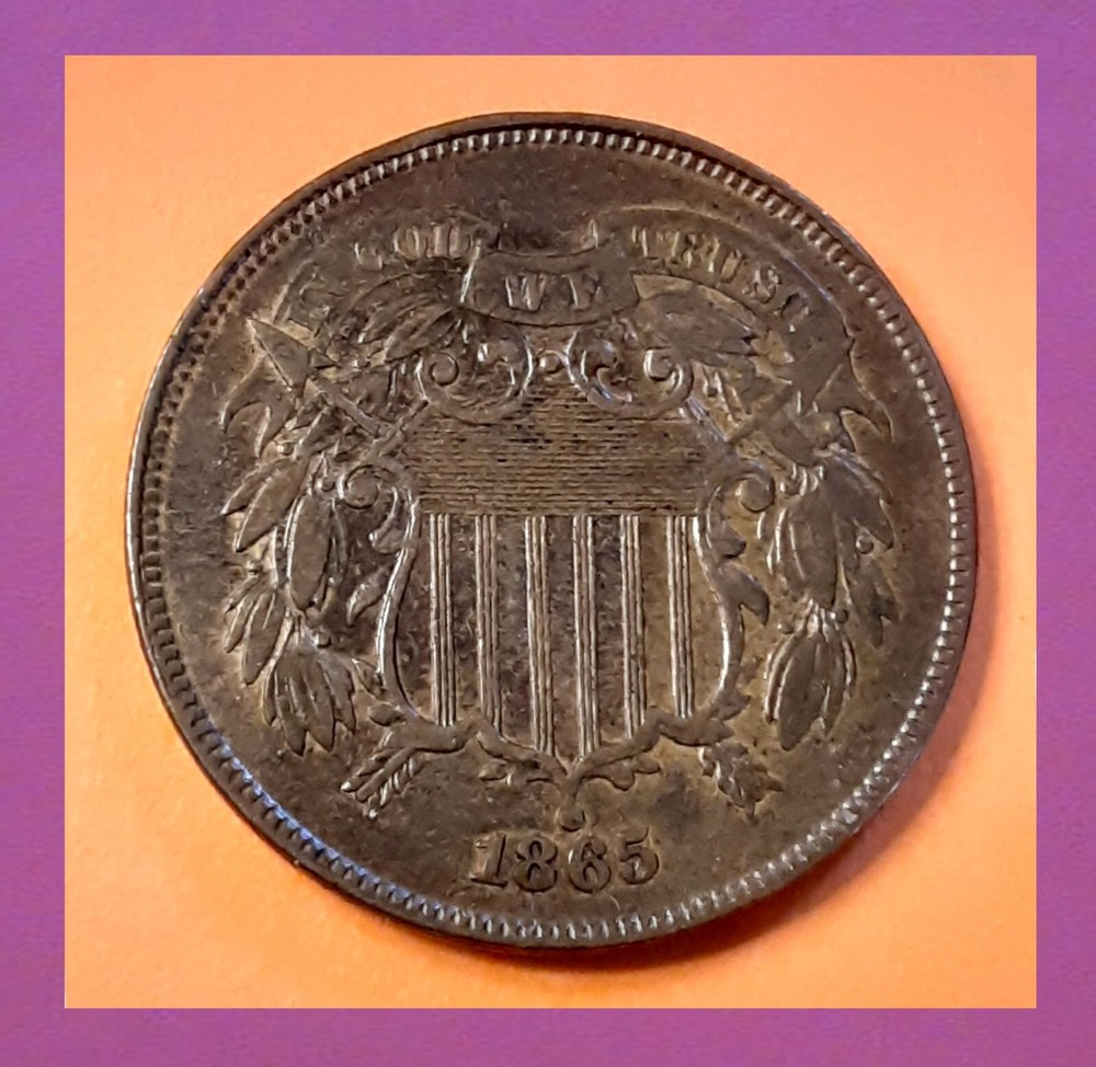 1865 AU (Full Motto) Two Cent Coin ( Includes Video)