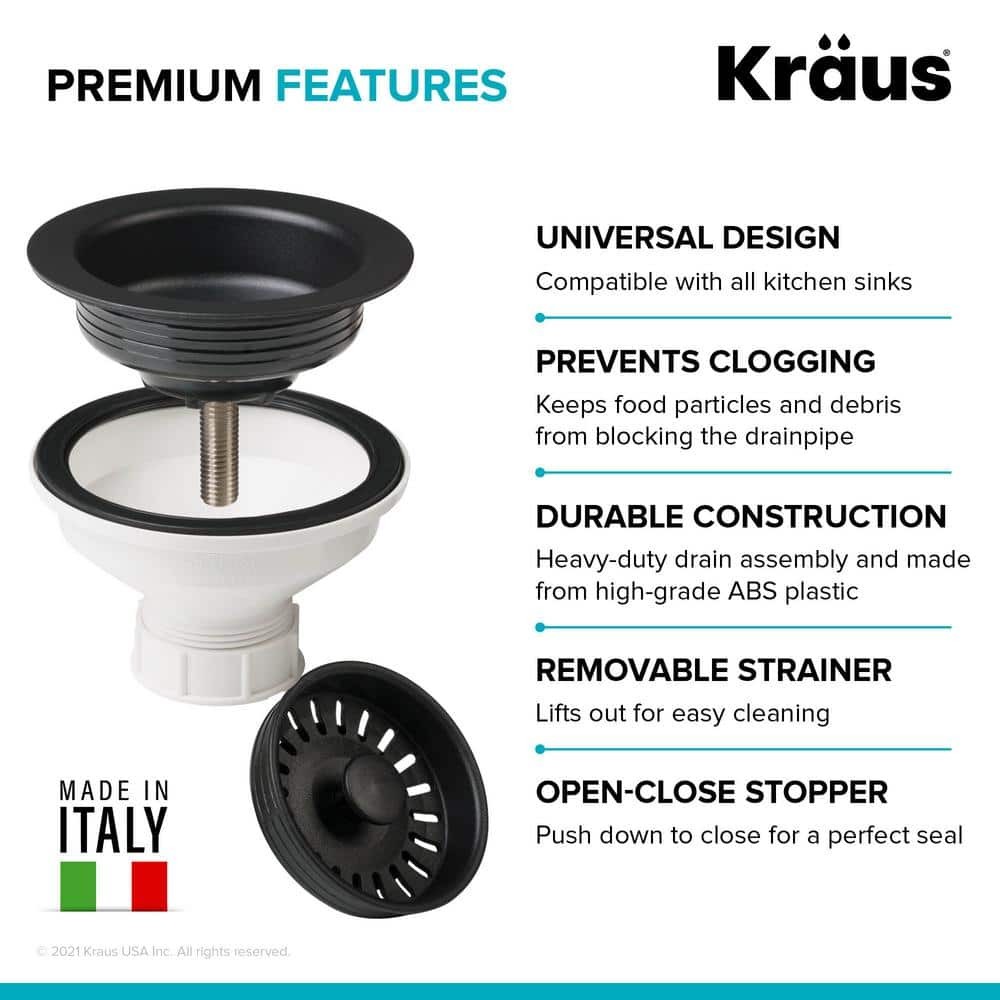 KRAUS Kitchen Sink Strainer in Black