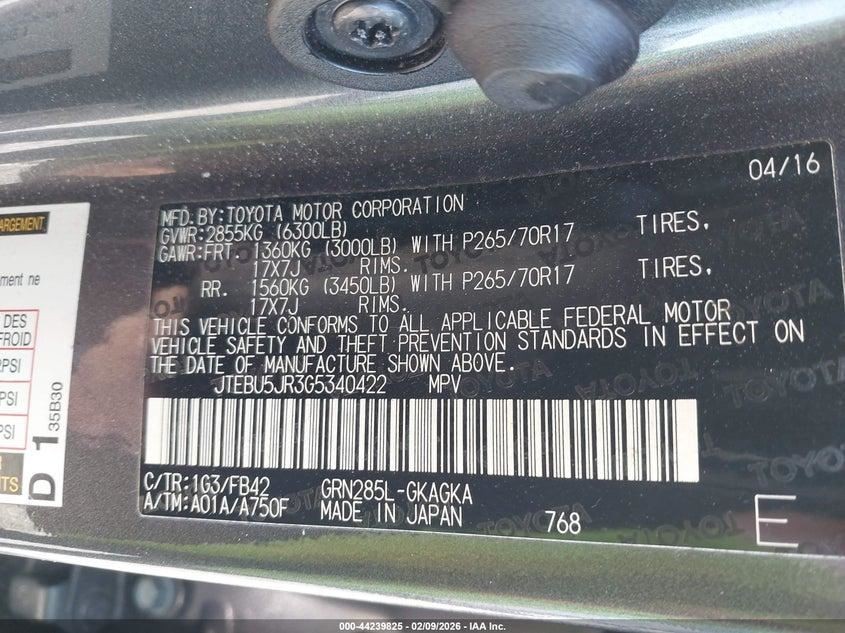 4 RUNNER 2016 Fuse Box Cabin 456456