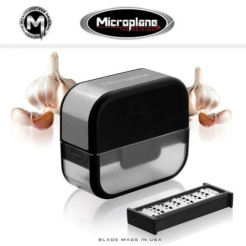 Microplane Garlic Cutter - Effortless & Precise Garlic Grating Tool - Black