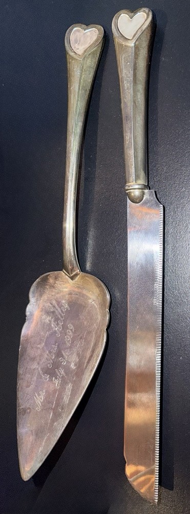 Vintage Lenox, Wedding 2-Piece Dessert Set, Cake Knife, Server, Heart Pattern
