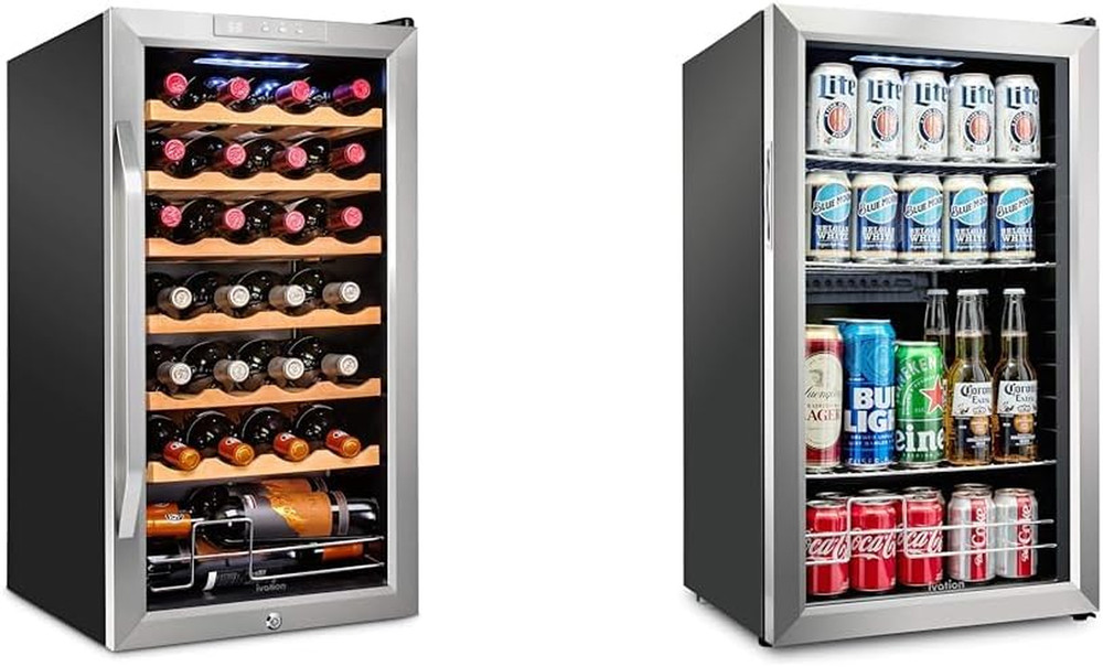 28-Bottle Wine Cooler & 126-Can Beverage Refrigerator Combo Bundle
