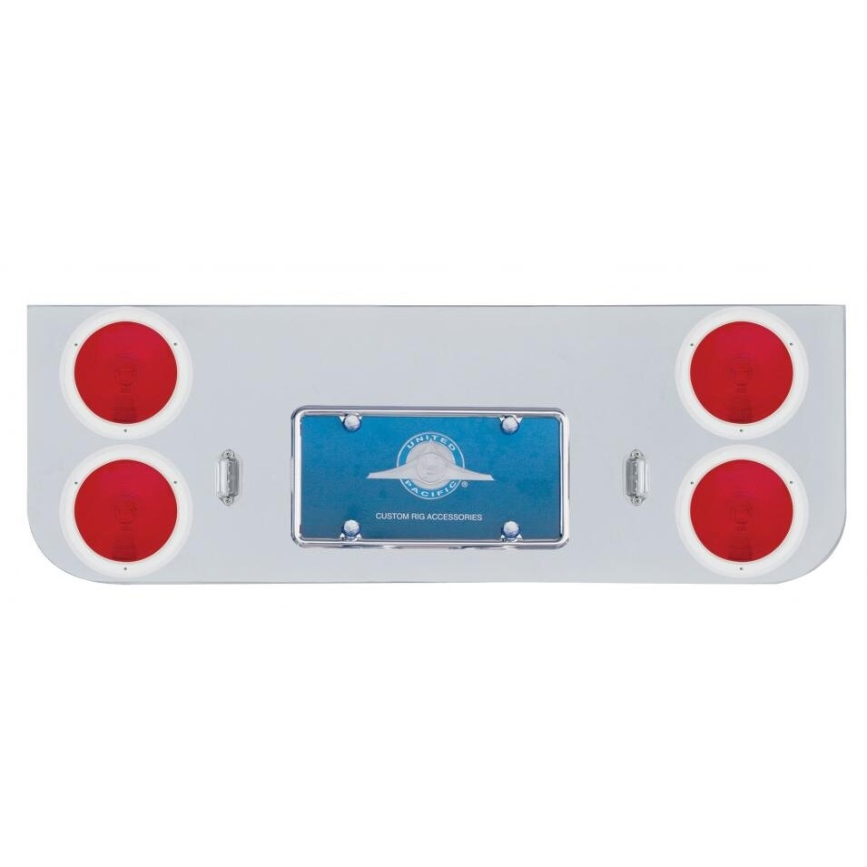 Chrome Rear Center Panel w/ Four 4" Lights & Stainless Bezels
