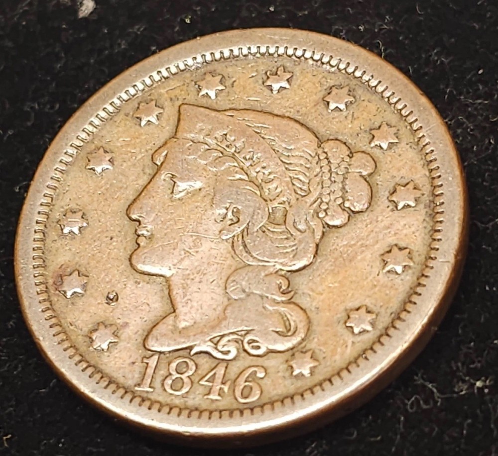 1846 Large Cent, Tall Date , Very Fine