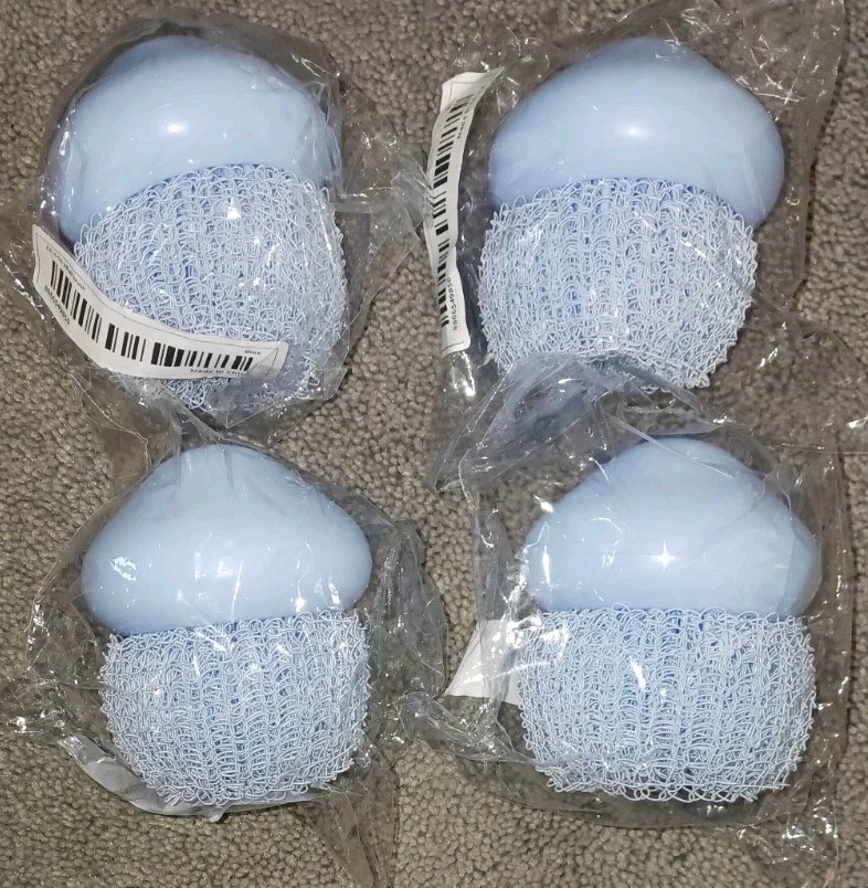 lot of 5 Kitchen Dish Scrubbers Blue with Handle & Replaceable Nylon Scrubbers