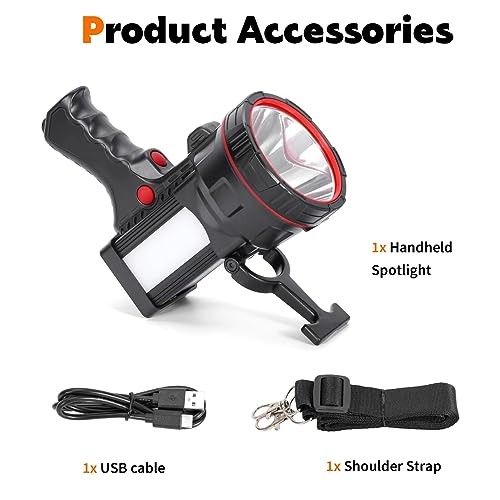 Superbright Handheld LED Spotlight Flashlight Powerful Black-White Light
