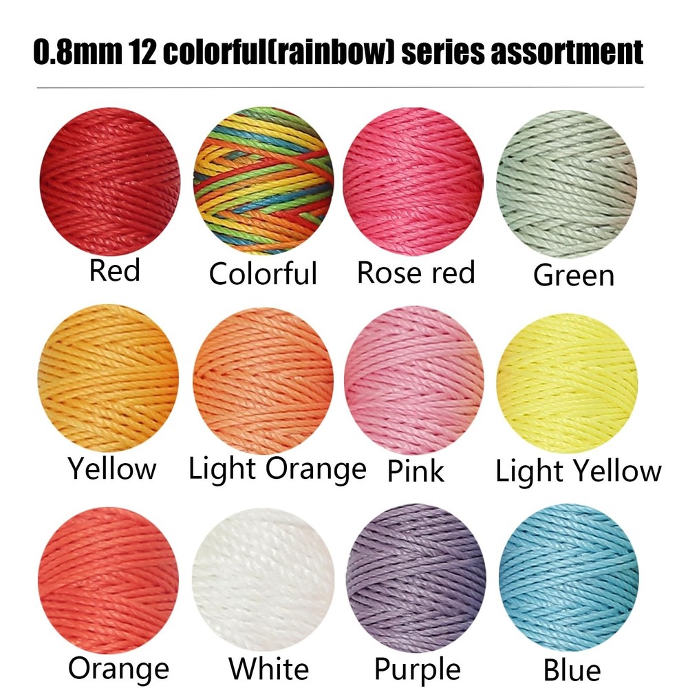 12 Colors Wax Thread Waxed Cords Polyester Leather Sewing Thread Wax Strings ...