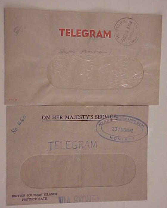 SOLOMON  ISLANDS TELEGRAPH COVERS 1959,1962