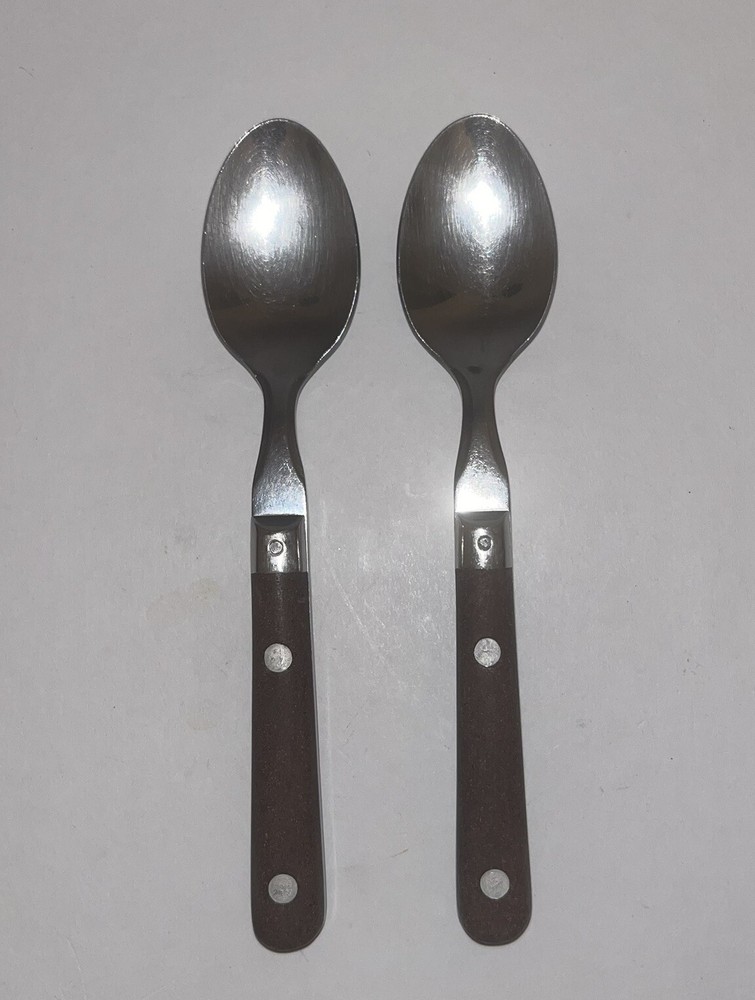 2 Tsps Washington Forge? Mardi Gras Stainless Brown Plastic Riveted Handle Korea