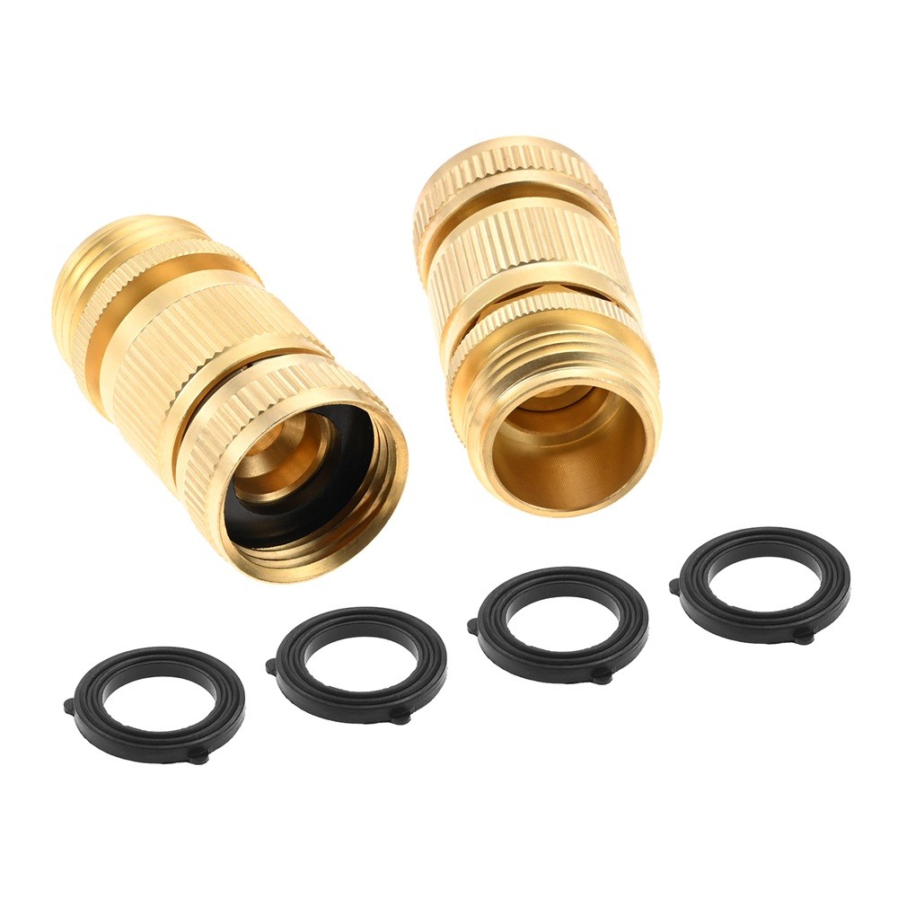 2Pack Garden Hose Quick Connector Solid Brass 3/4 inch GHT Quick Connect Release