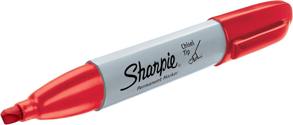 Permanent Markers, Chisel Tip, Red, 12 Count