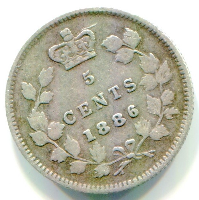 1886 Canada Silver Five Cent  / 5 Cent !!  Better Condition !!