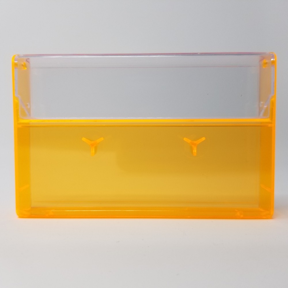5 Cassette Tape Cases: Clear Front + Fluorescent Orange Back - Empty Plastic