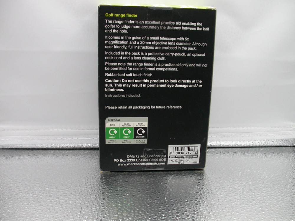 Golf Range Finder 5X Magnification by Marks & Spencer Practice Aid Only