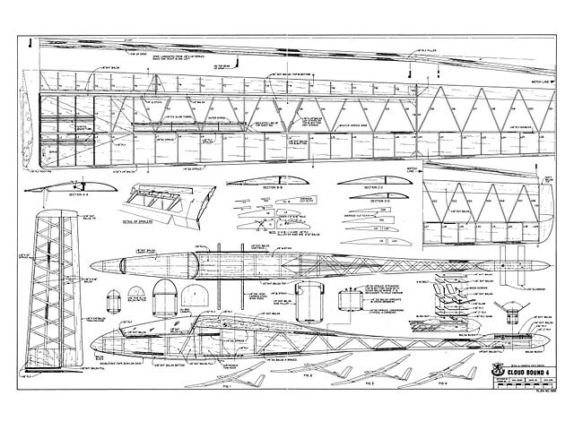 Cloud Bound 4 Glider 144" WS RC Model Airplane Plans Templates PDF on USB