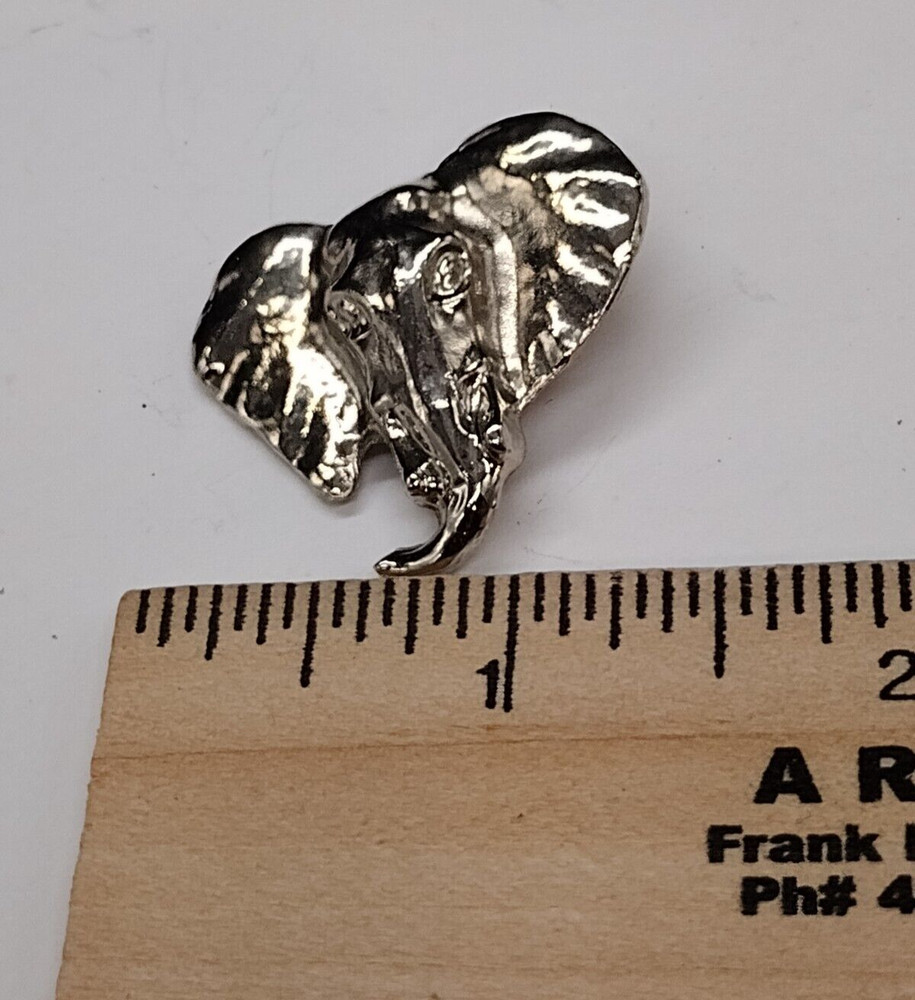 Silvertone Elephant Head Lapel Pin