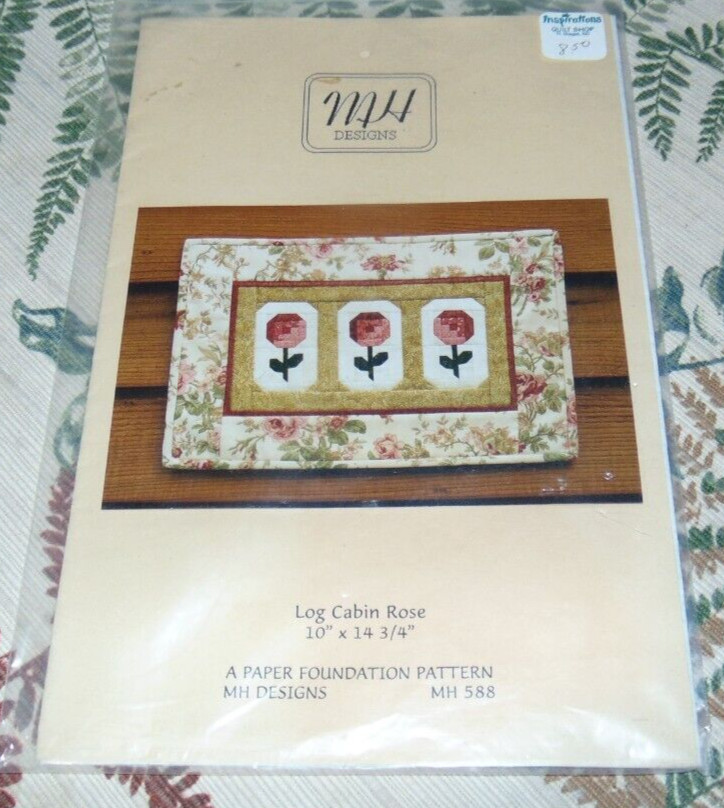 Log Cabin Rose Pattern 10" by 14 3/4" MH Designs 2004