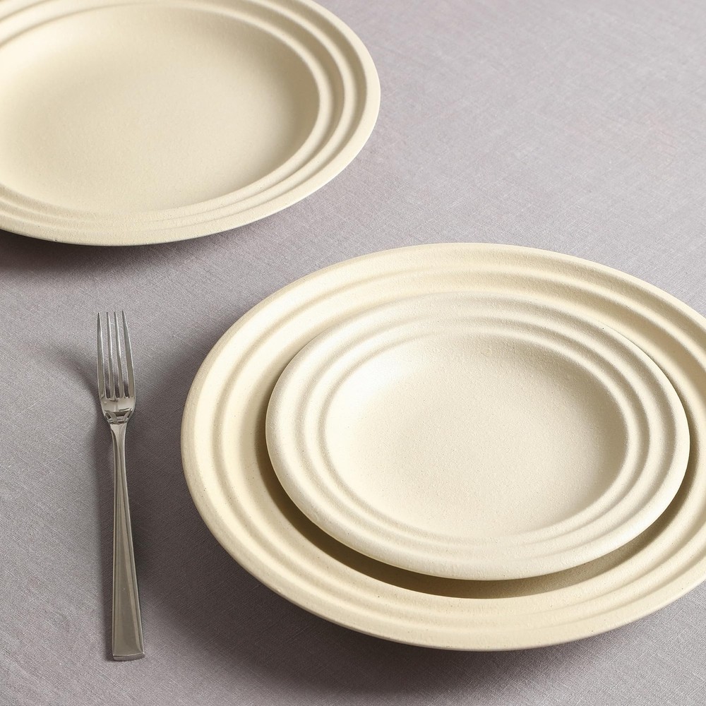Zen Stoneware 12-Piece Dinnerware Set, Service for 4, Beige, Includes Salad -...