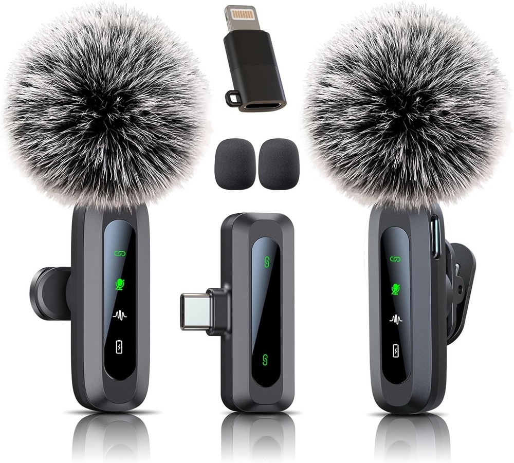 Wireless Mini Microphone for iPhone 15/16, iPad, Android, Wireless Lavalier Micr