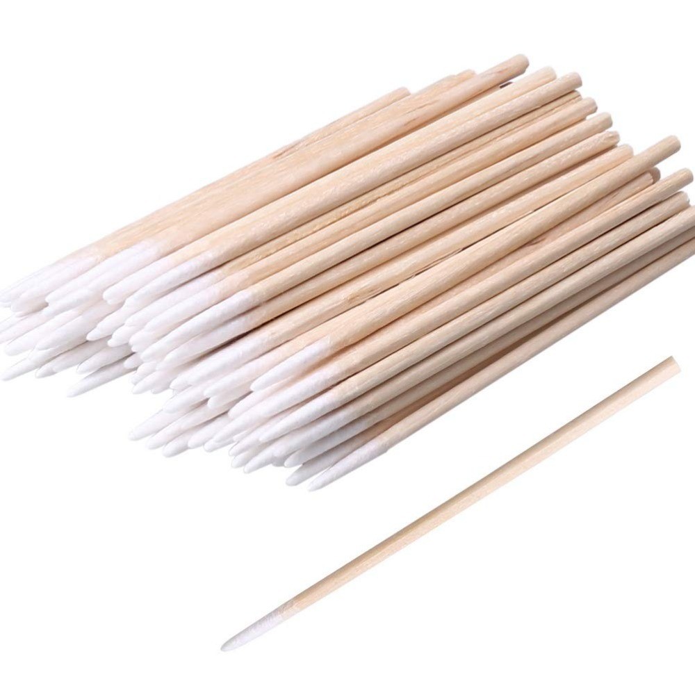 Pointed Cotton Swabs 200pcs 4 Inch Wood Handle Precision Microblading Applicator