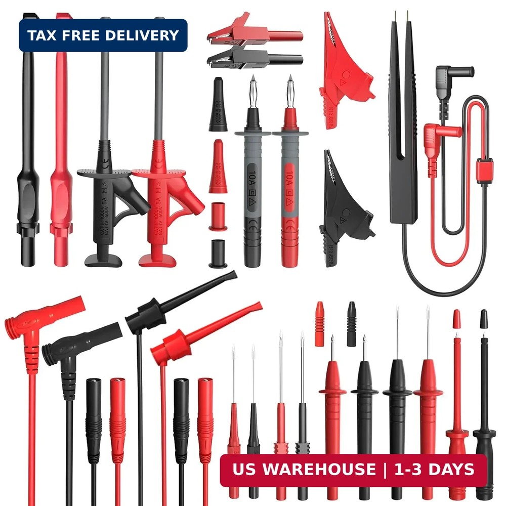 Goupchn 25PCS Silicone Multimeter Test Leads Kit with Replaceable Wire Piercing