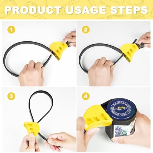 2-Pack Strap Wrench Set, Rubber Strap Adjustable Wrench, Oil Filter Yellow