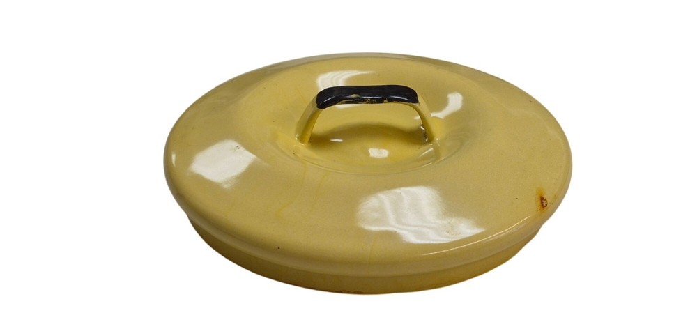 Yellow Enamelware Replacement Lid With Black Handle Rustic Farmhouse Style