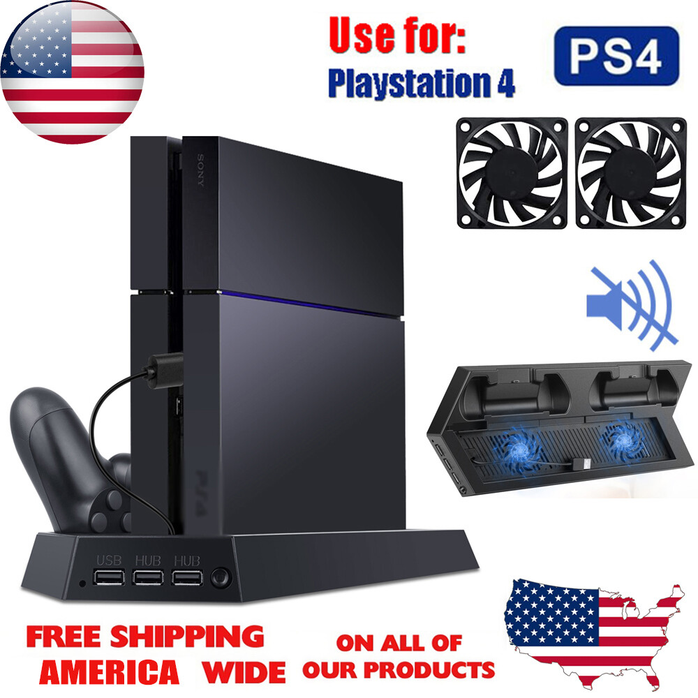 For PlayStation 4 PS4 Cooling Station Vertical Stand 2 Controller Charging Dock