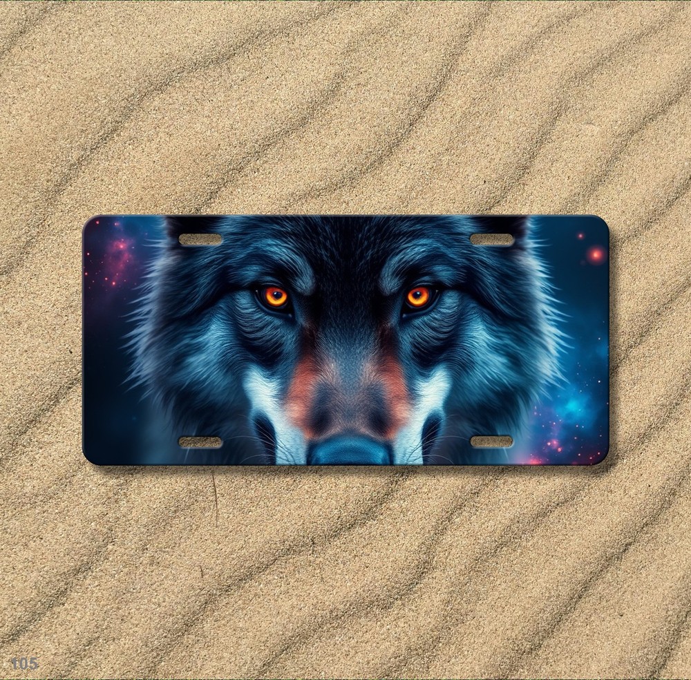Hyperrealistic Wolf License Plate Your Text Vanity Plate Unique Gift