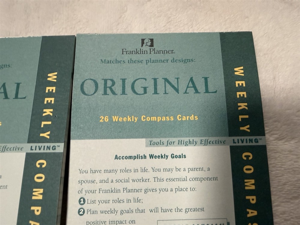 2 PACK FRANKLIN PLANNER ORIGINAL 26 WEEK COMPASS CARDS 19035