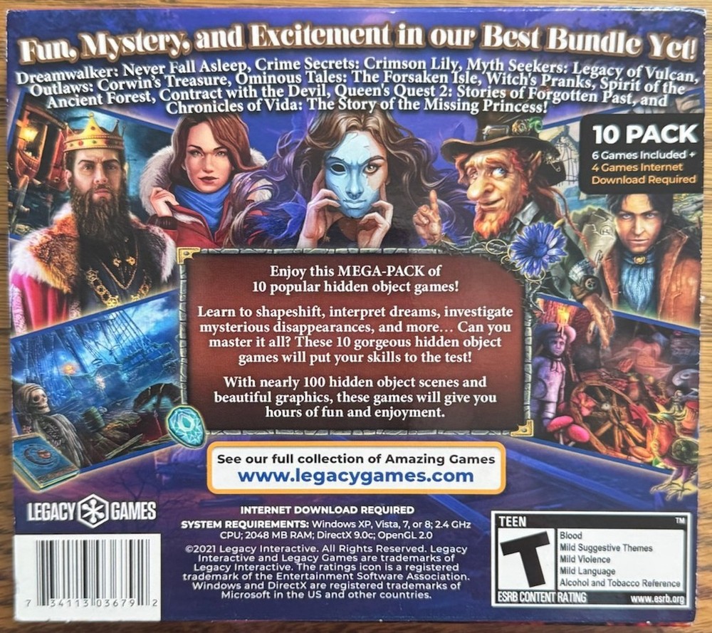 Legacy Hidden Object Games ~ Greatest Hits 3 ~ 10 Game Pack ~ DVD-Rom