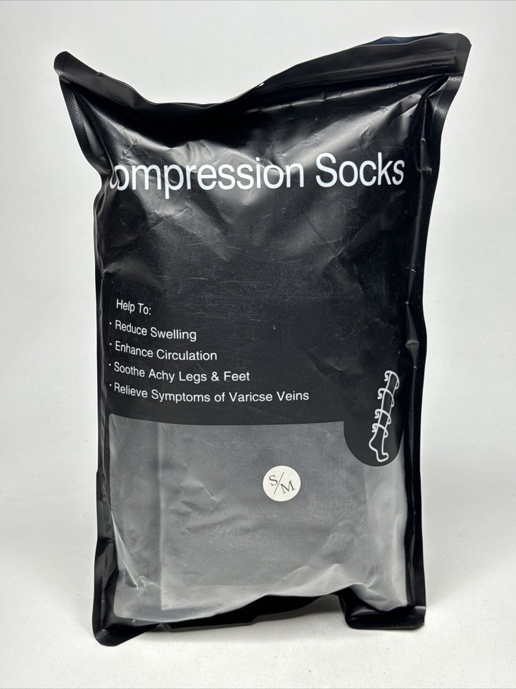 MIRACLE Socks COMPRESSION BLACK 2 Pack Unisex Size Small S/M