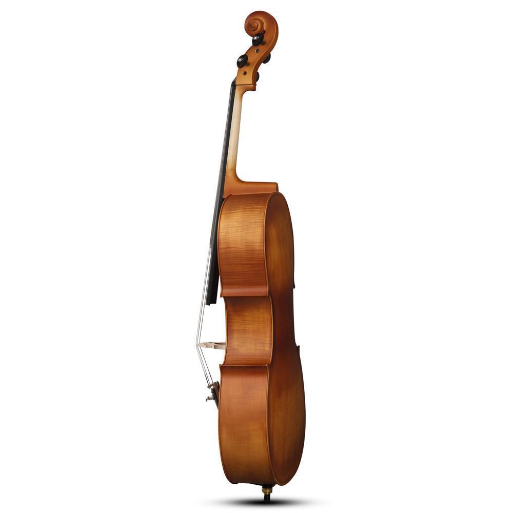 Full Side 4/4 Matte Natural Color Spruce Panel Cello with Bag Case Strings