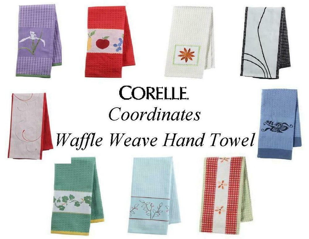 Corelle Coordinates WAFFLE WEAVE Kitchen HAND TOWEL 17x28 *PICK Your PATTERN New