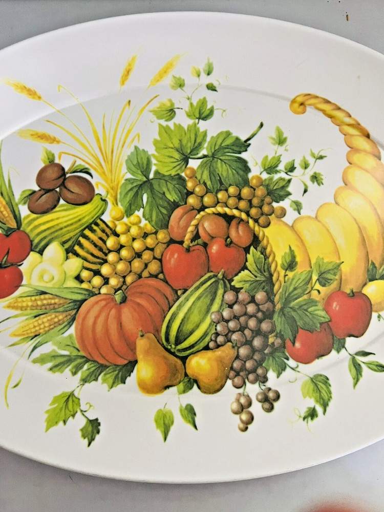 Brookpark Fall Platter Melamine Melmac Fall Harvest Cornucopia 21X15 Vintage
