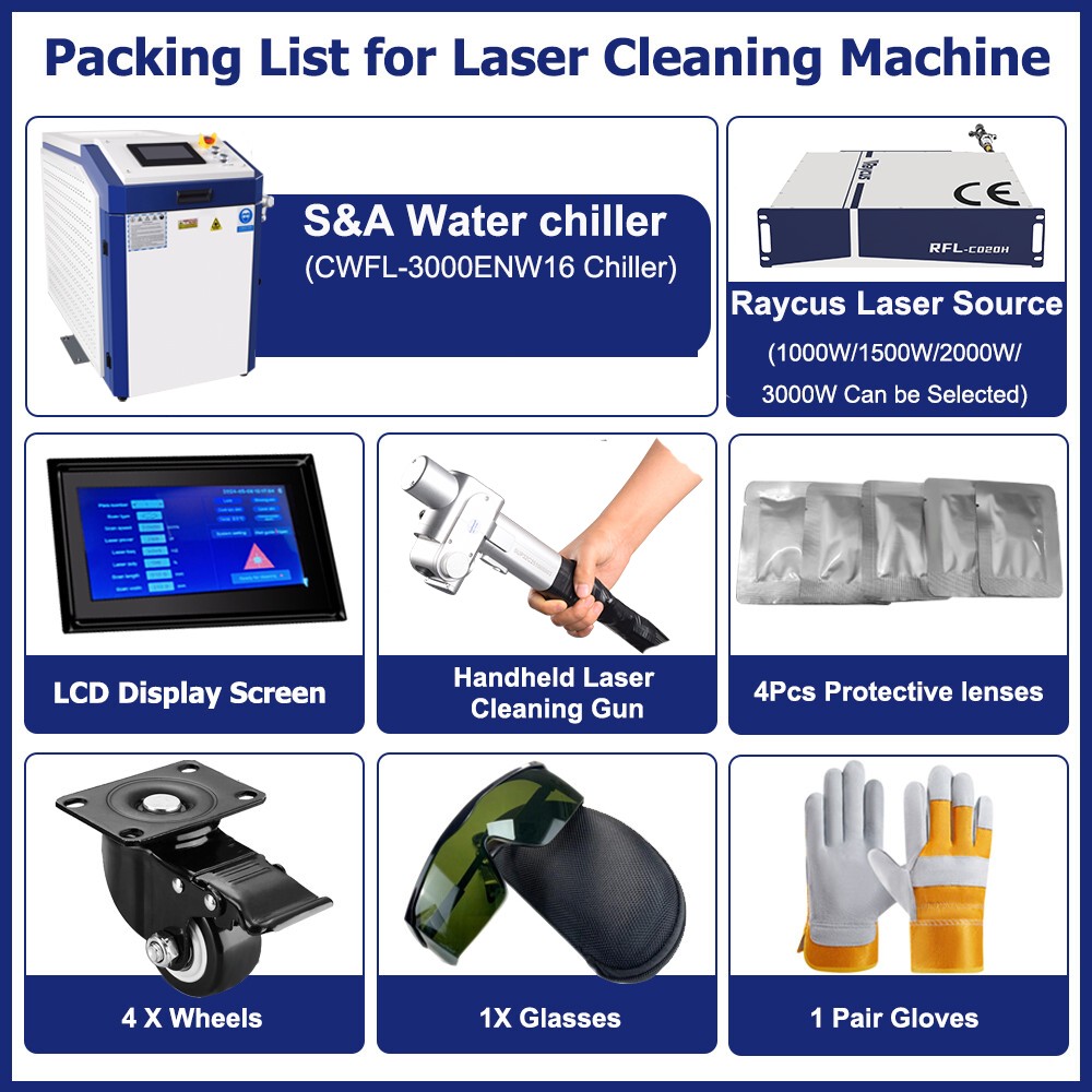 Raycus 3000W Handheld CW Laser Cleaning Machine for Rust Removal Paint Stripping