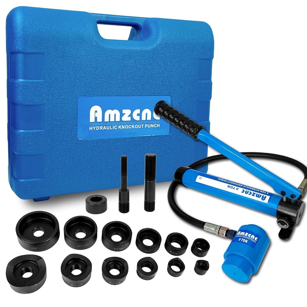 Hydraulic Knockout Punch Electrical Conduit Hole Cutter Set KO Tool Kit 1/2 to