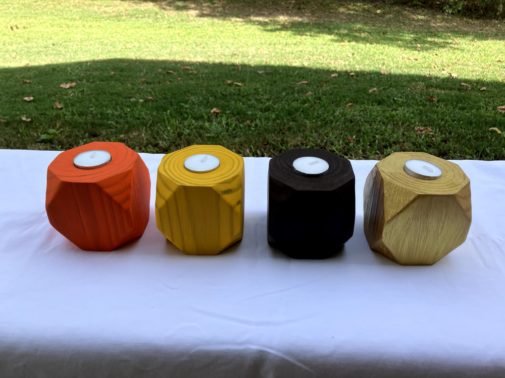 wood tea candle holders handmade fall colors